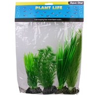 Aqua One Plastic Plant 4Pk Mix 4  24234