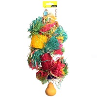 Avi One Bird Toy Loofa With Raffia Wooden Beads 22427